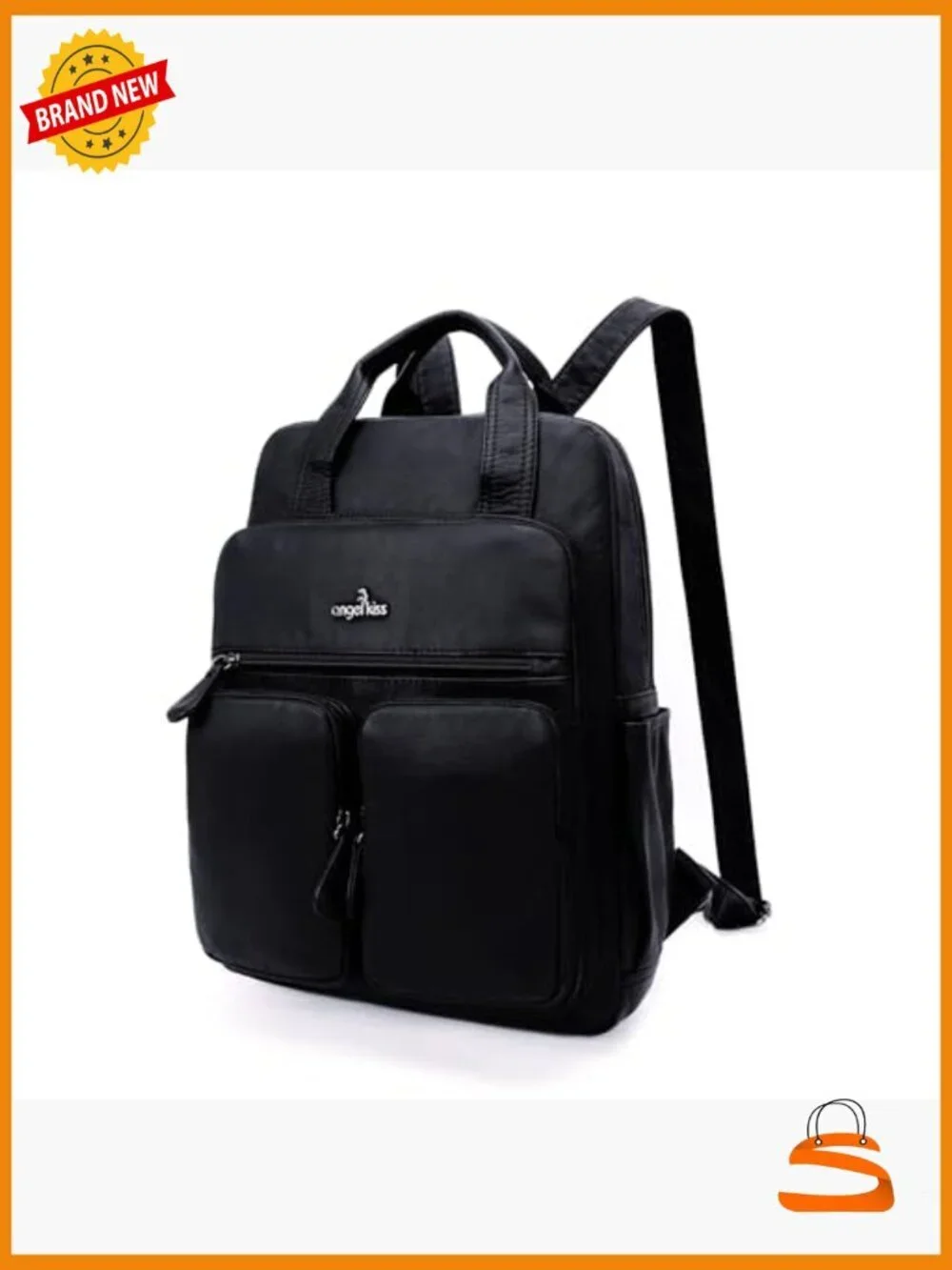 Soft Vegan Leather Multi Pocket Daypack Travel Backpack Purse